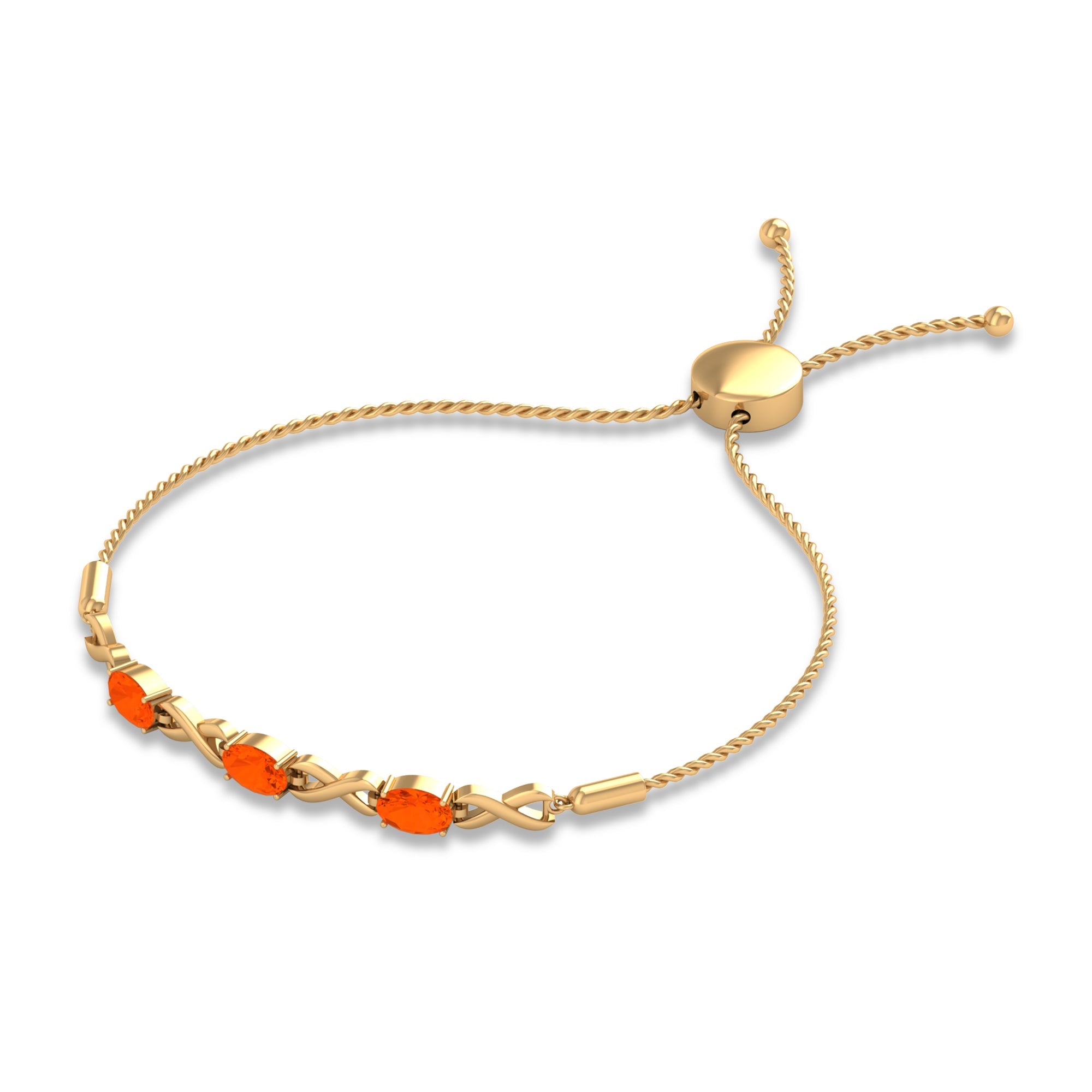 Natural 1.95 Carat Oval Fire Opal Infinity Bolo Bracelet for Women