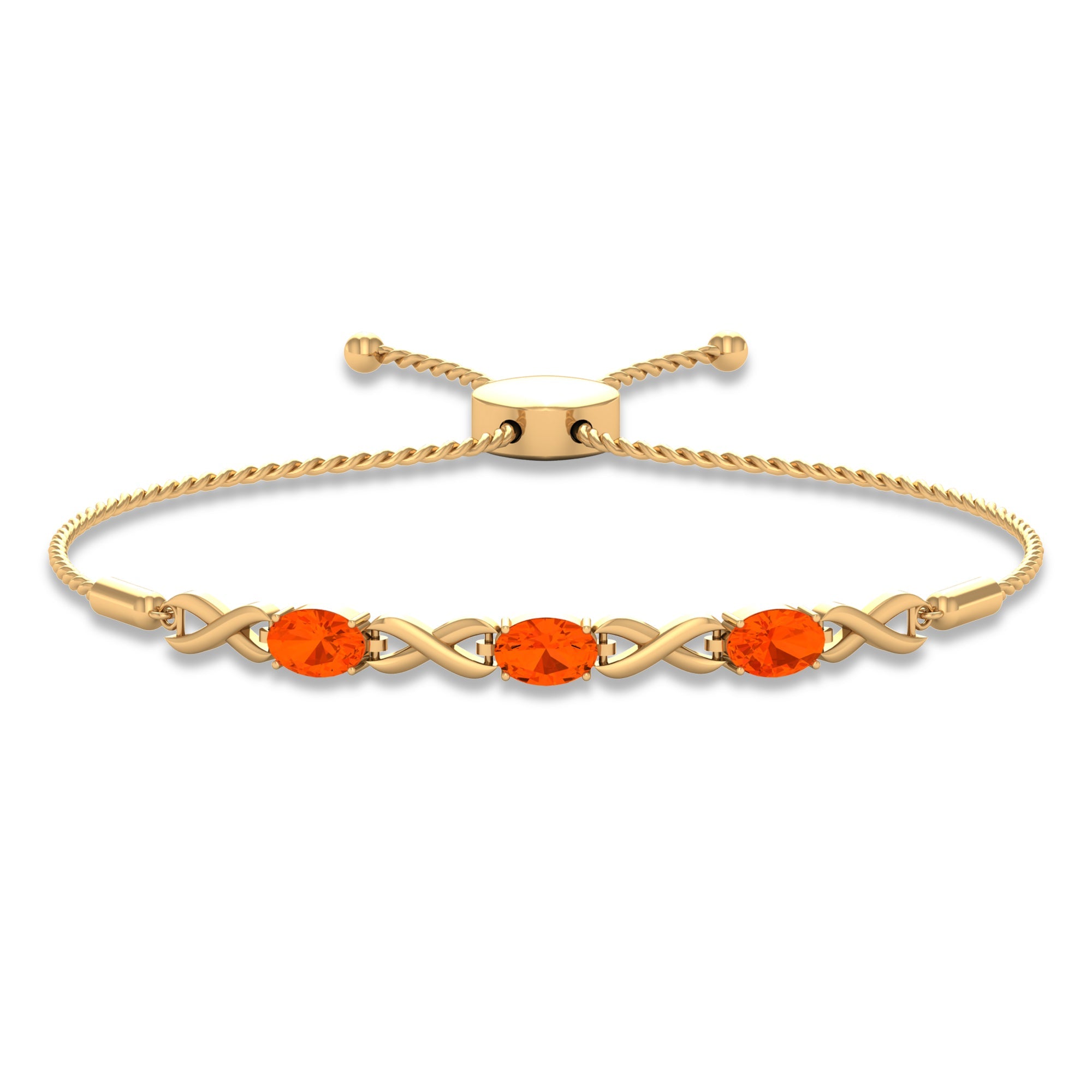 Natural 1.95 Carat Oval Fire Opal Infinity Bolo Bracelet for Women