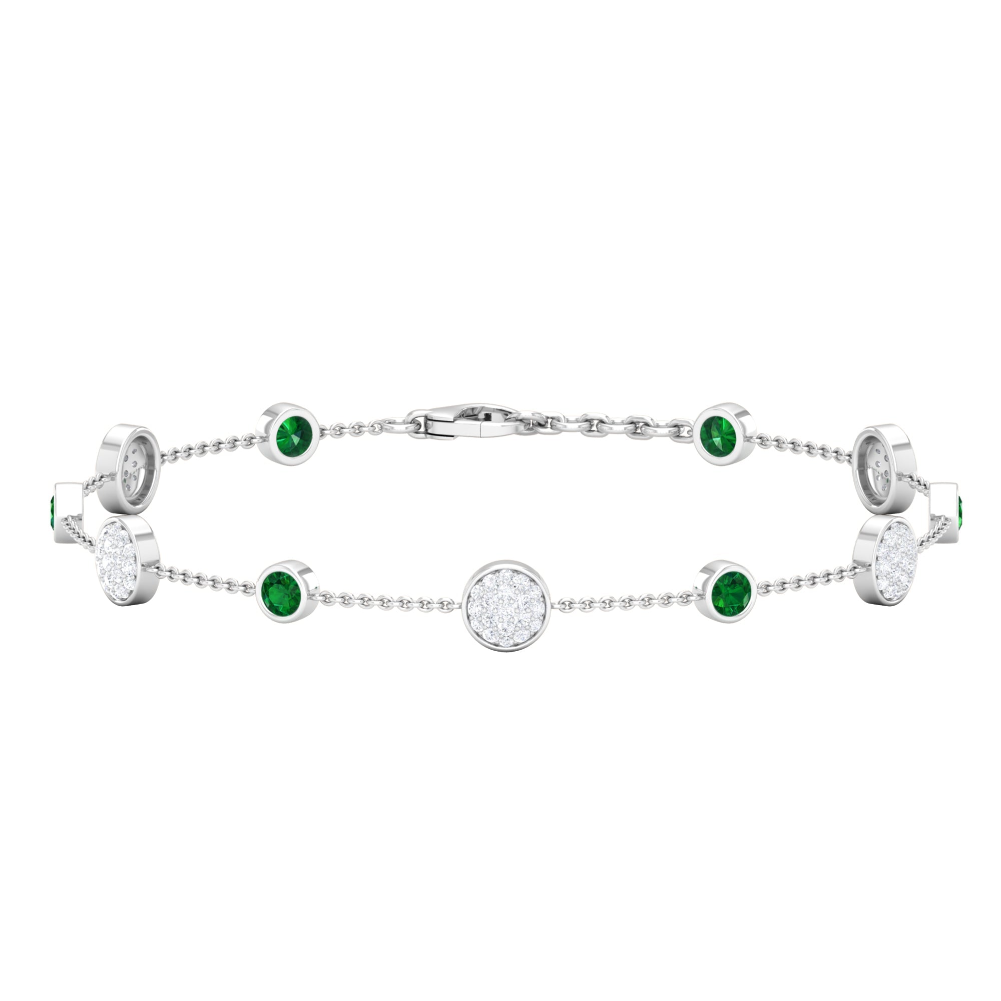 Genuine Emerald and Diamond Station Bracelet with Certificate