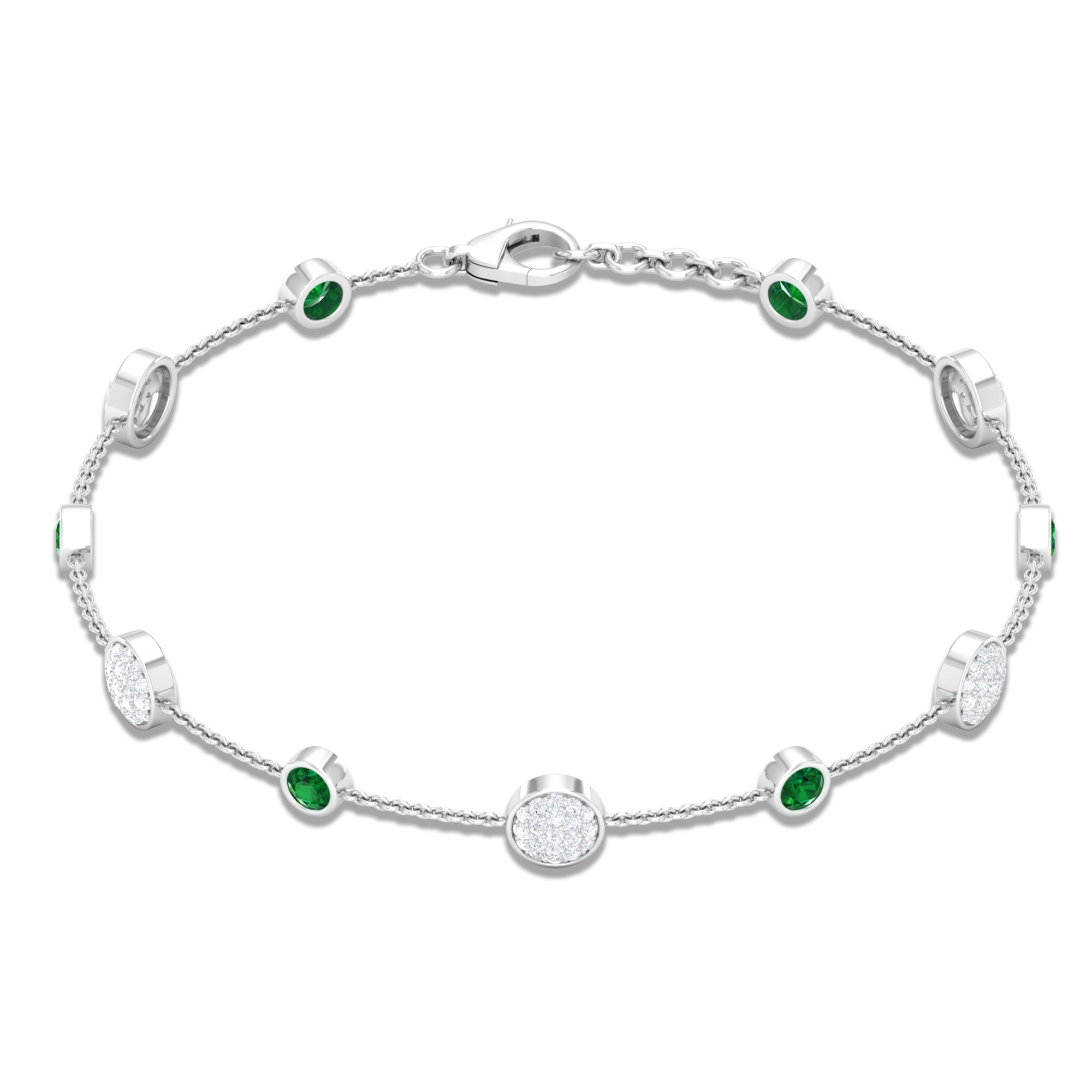 Genuine Emerald and Diamond Station Bracelet with Certificate
