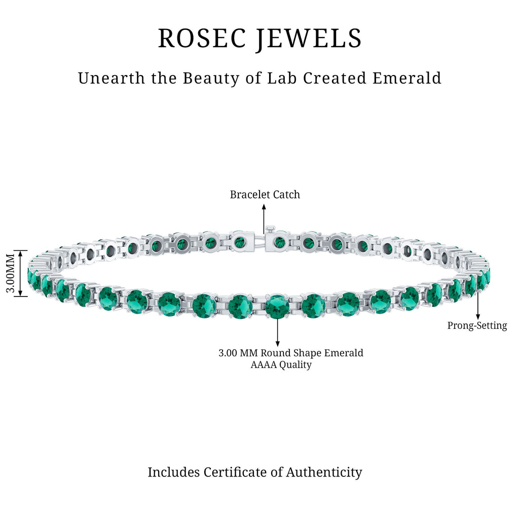 Certified Lab Grown Emerald Tennis Bracelet For Wedding