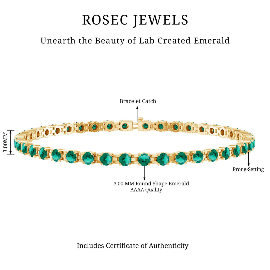 Certified Lab Grown Emerald Tennis Bracelet For Wedding