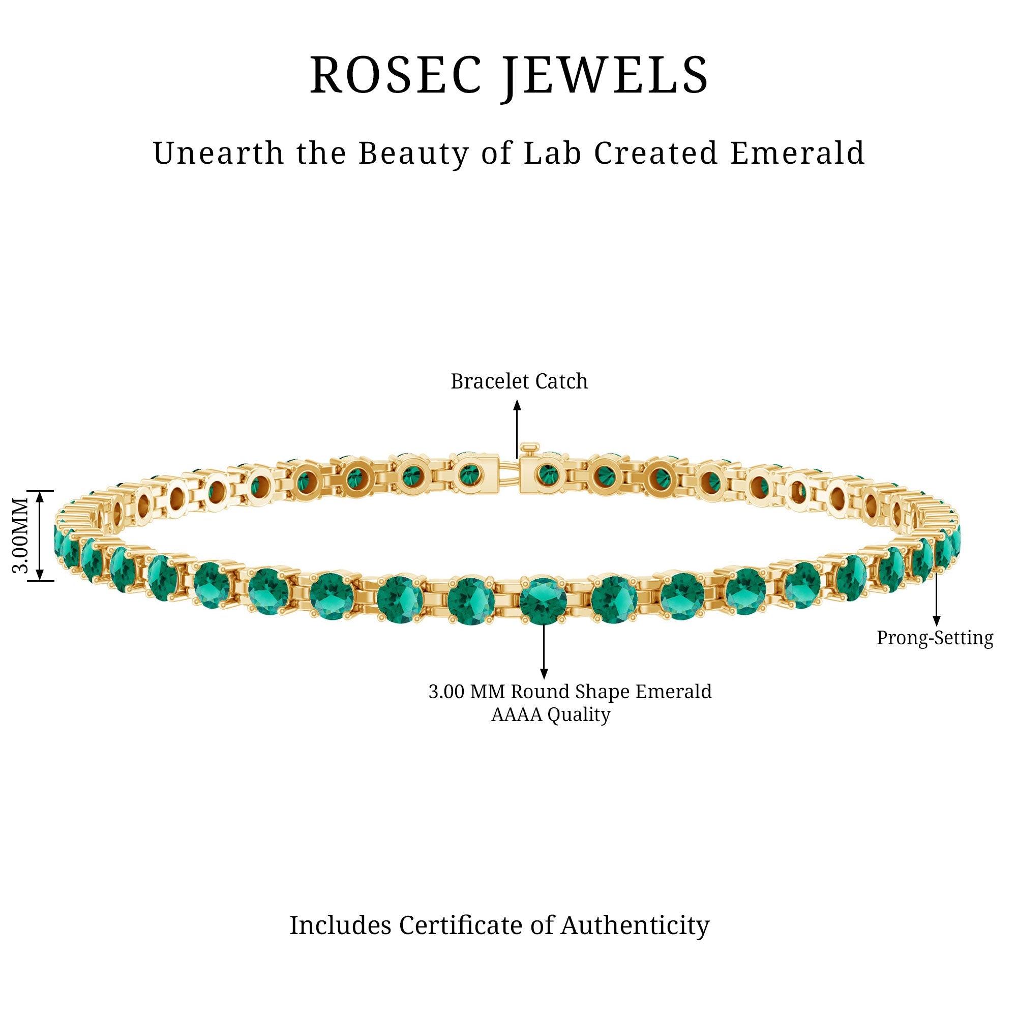 Certified Lab Grown Emerald Tennis Bracelet For Wedding