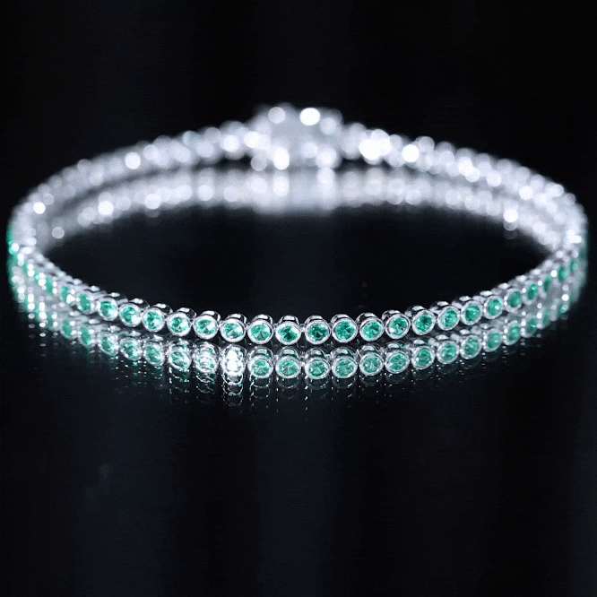 Bezel Set Lab Created Emerald Tennis Bracelet for Women