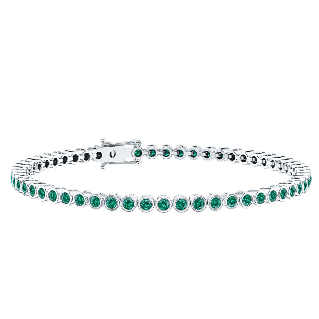 Bezel Set Lab Created Emerald Tennis Bracelet for Women