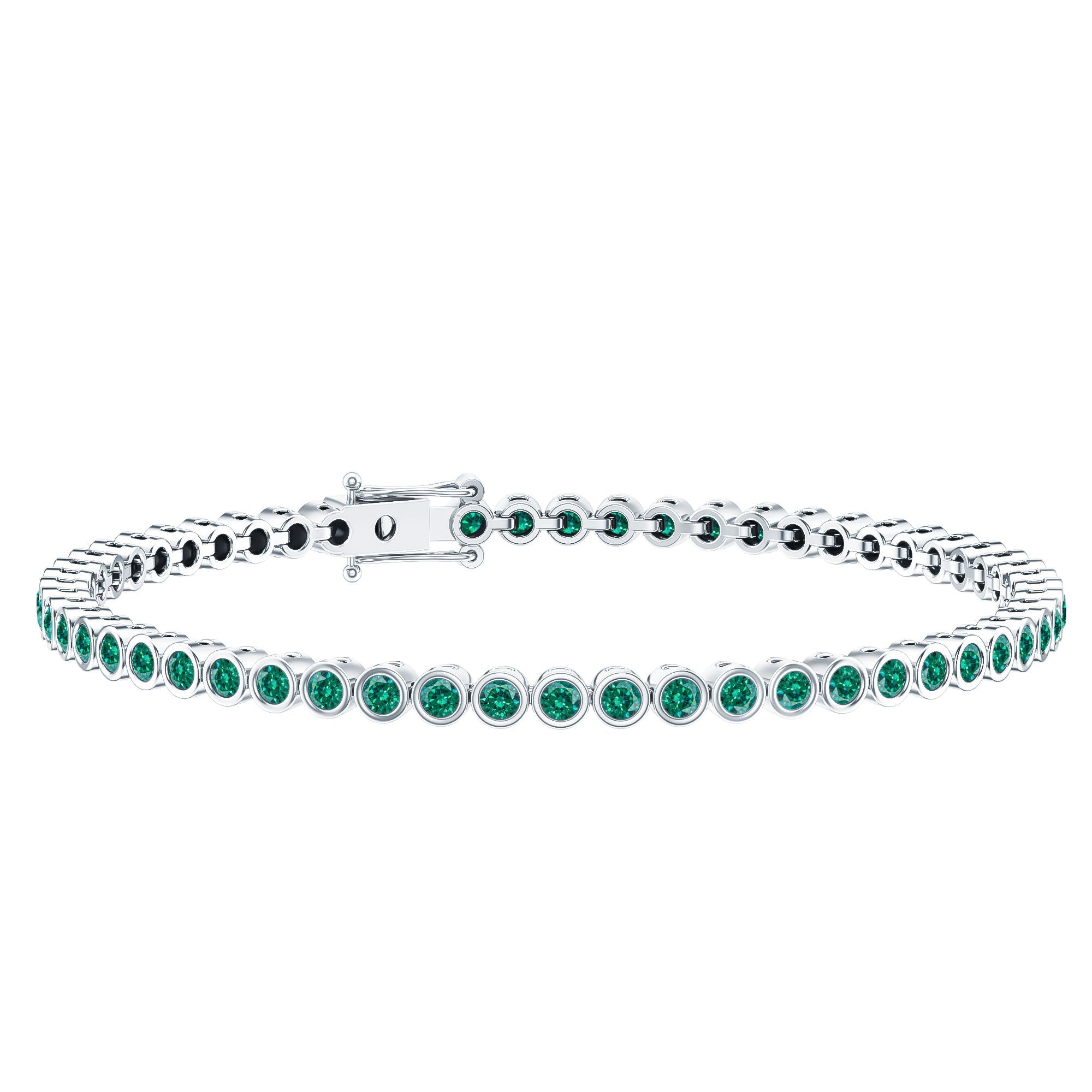 Bezel Set Lab Created Emerald Tennis Bracelet for Women
