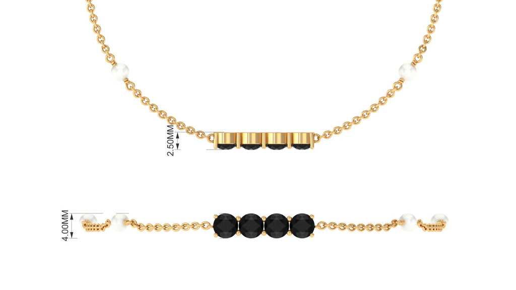 1.8 Carat Black Onyx and Freshwater Pearl Station Bracelet