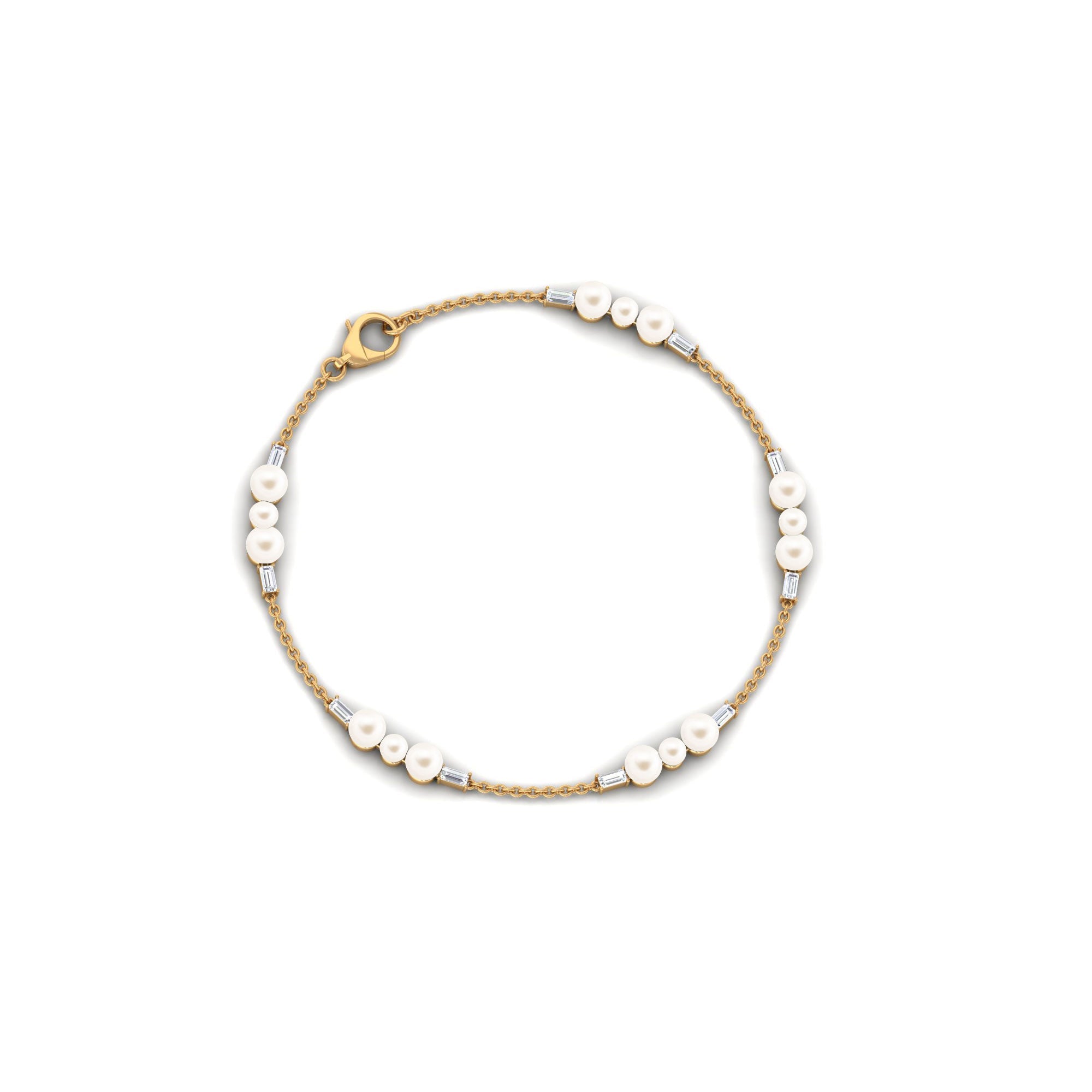 7.4 Carat Certified Freshwater Pearl Station Bracelet with Moissanite