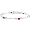 Oval Lab Grown Ruby Link Bracelet with Diamond