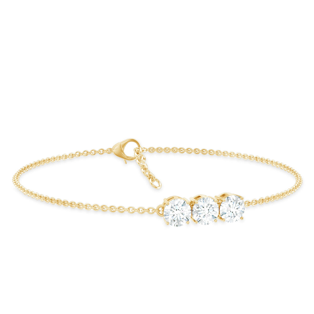 1.5 Carat Three Stone Moissanite Chain Bracelet