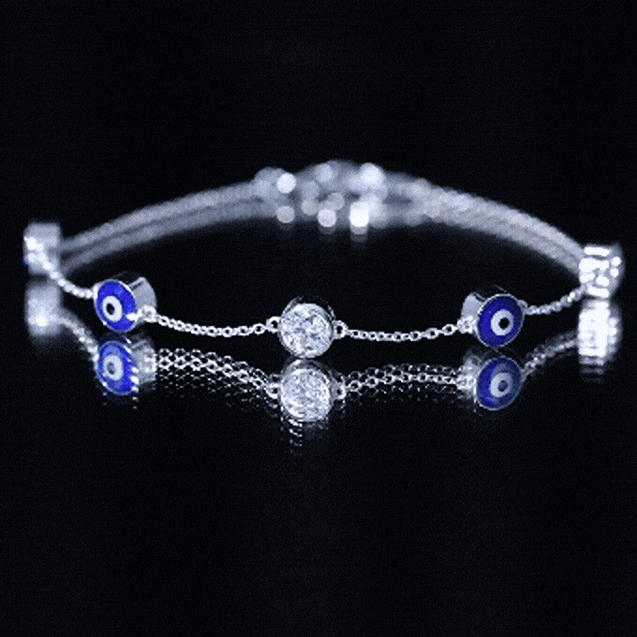 1.5 Carat Certified Moissanite and Evil Eye Station Chain Bracelet