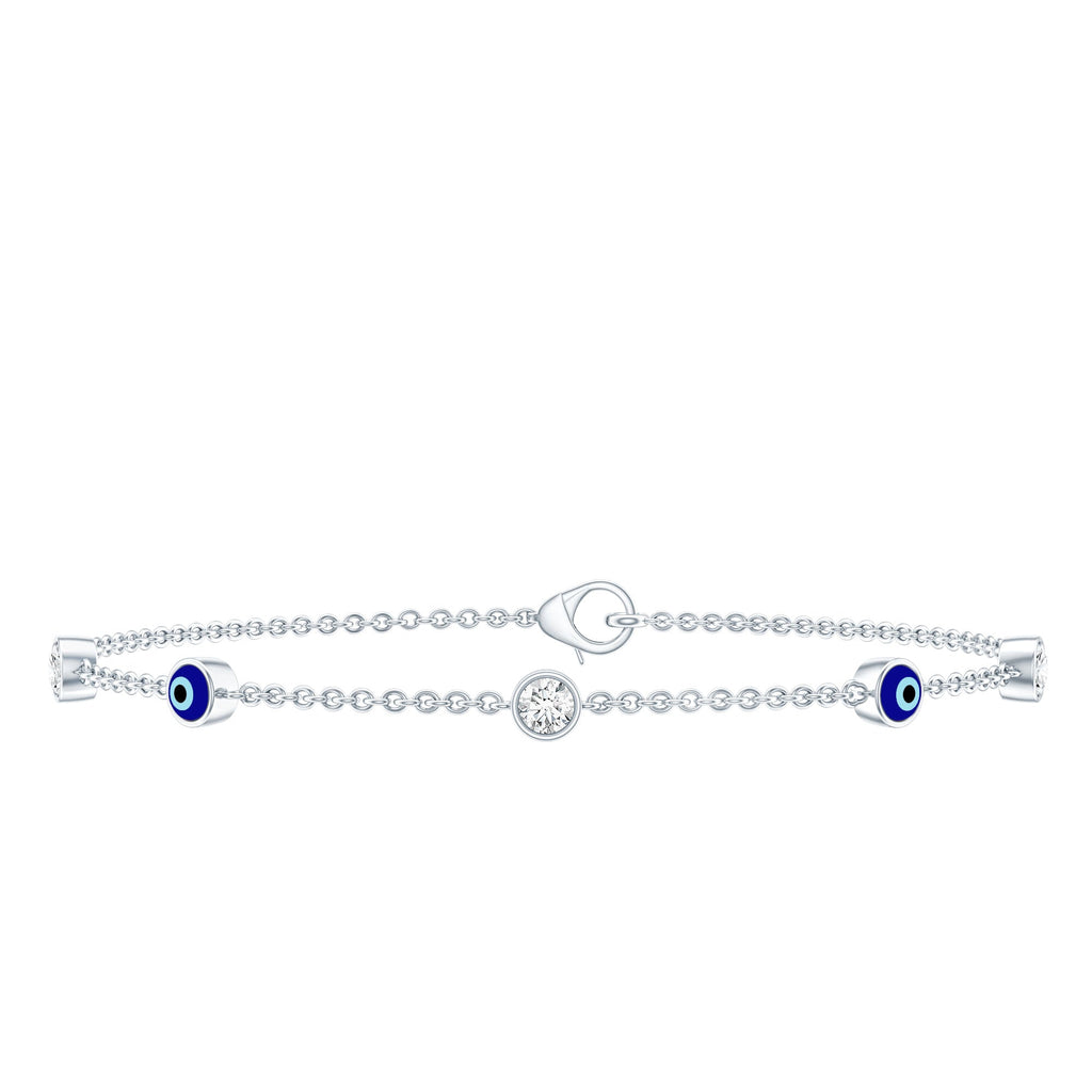 1.5 Carat Certified Moissanite and Evil Eye Station Chain Bracelet