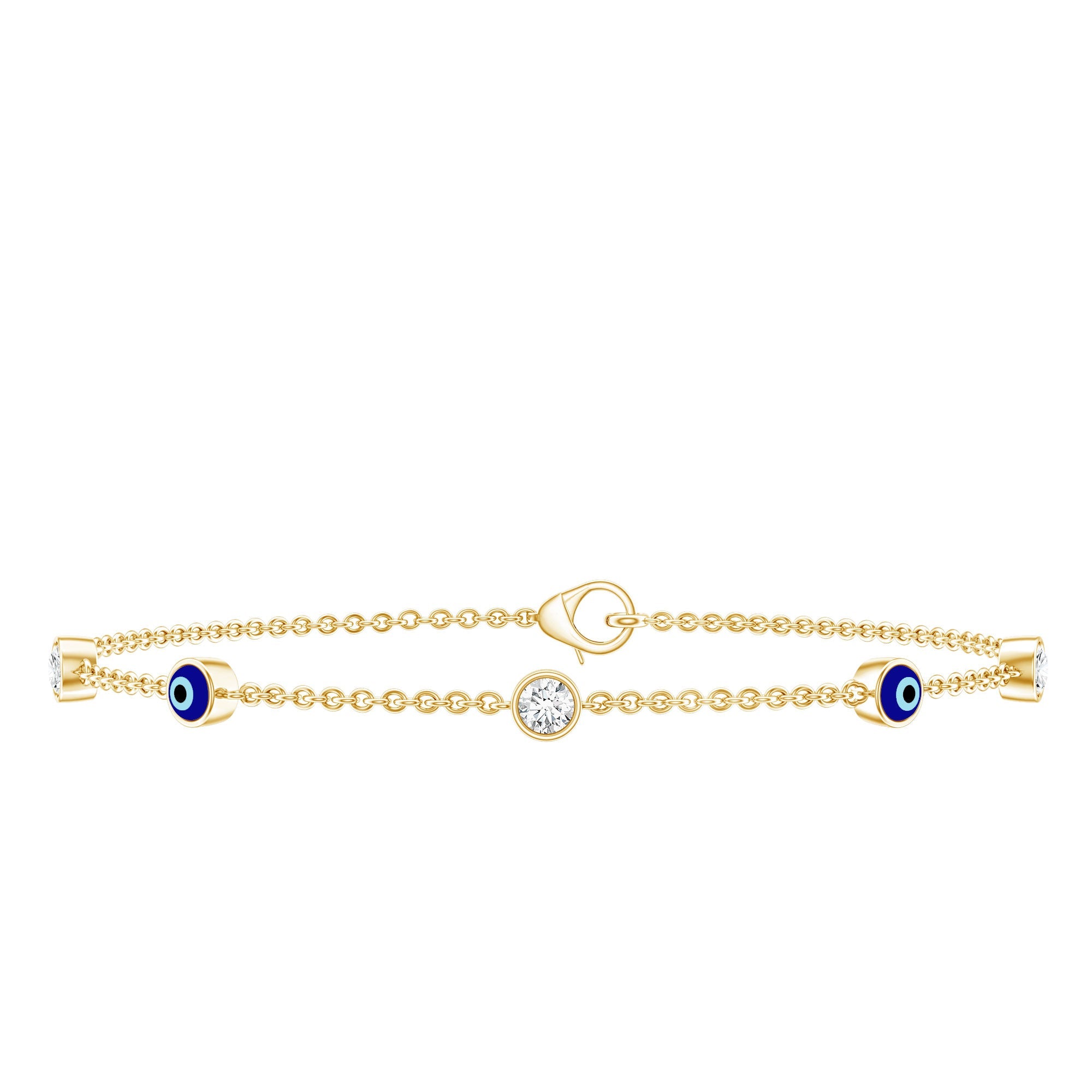 1.5 Carat Certified Moissanite and Evil Eye Station Chain Bracelet