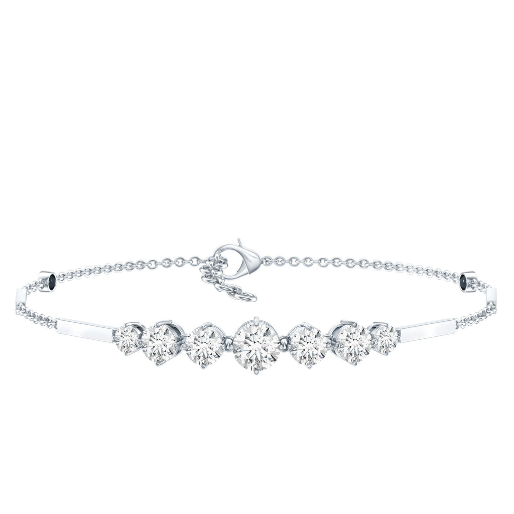 2 Carat Round Moissanite Link Chain Bracelet for Women