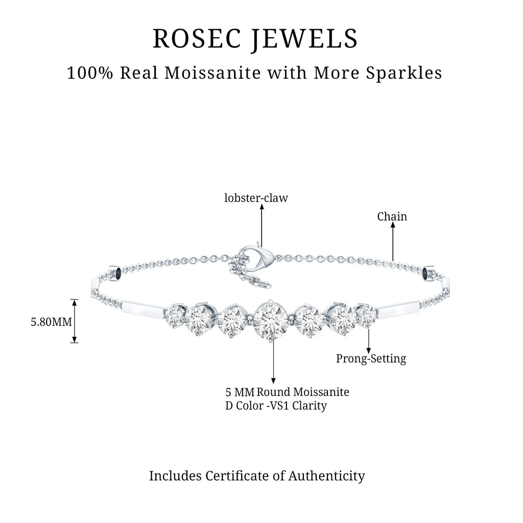 2 Carat Round Moissanite Link Chain Bracelet for Women