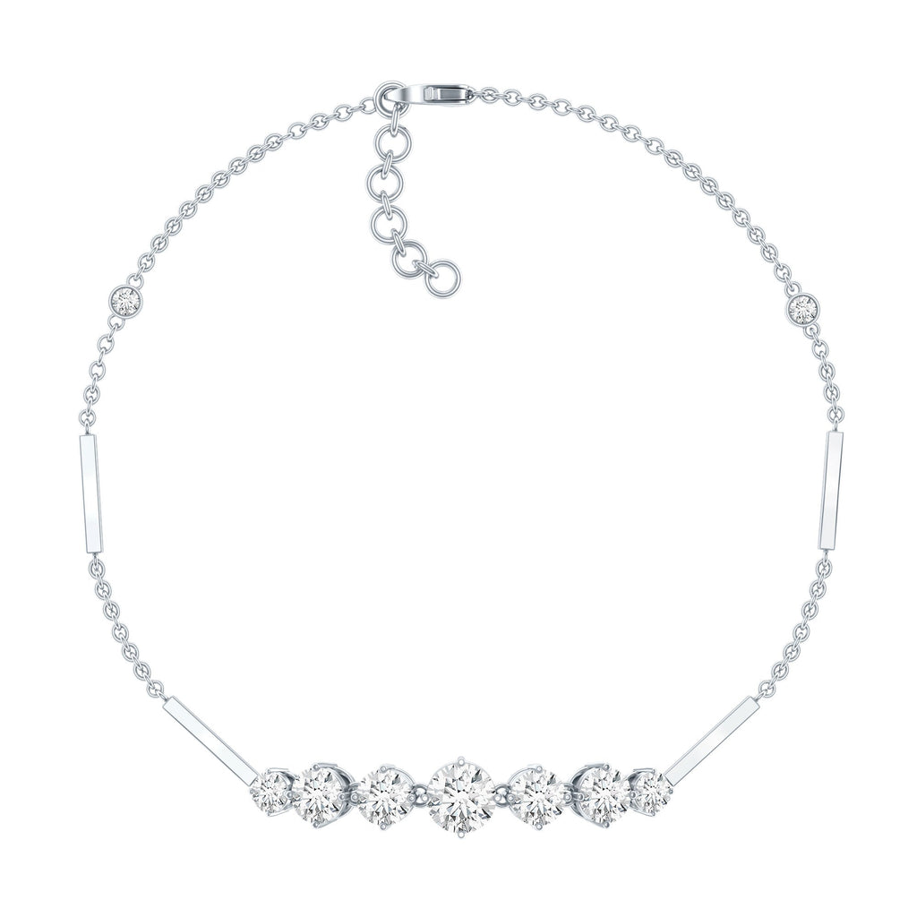 2 Carat Round Moissanite Link Chain Bracelet for Women