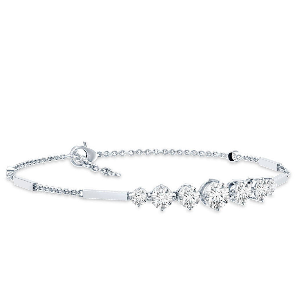 2 Carat Round Moissanite Link Chain Bracelet for Women