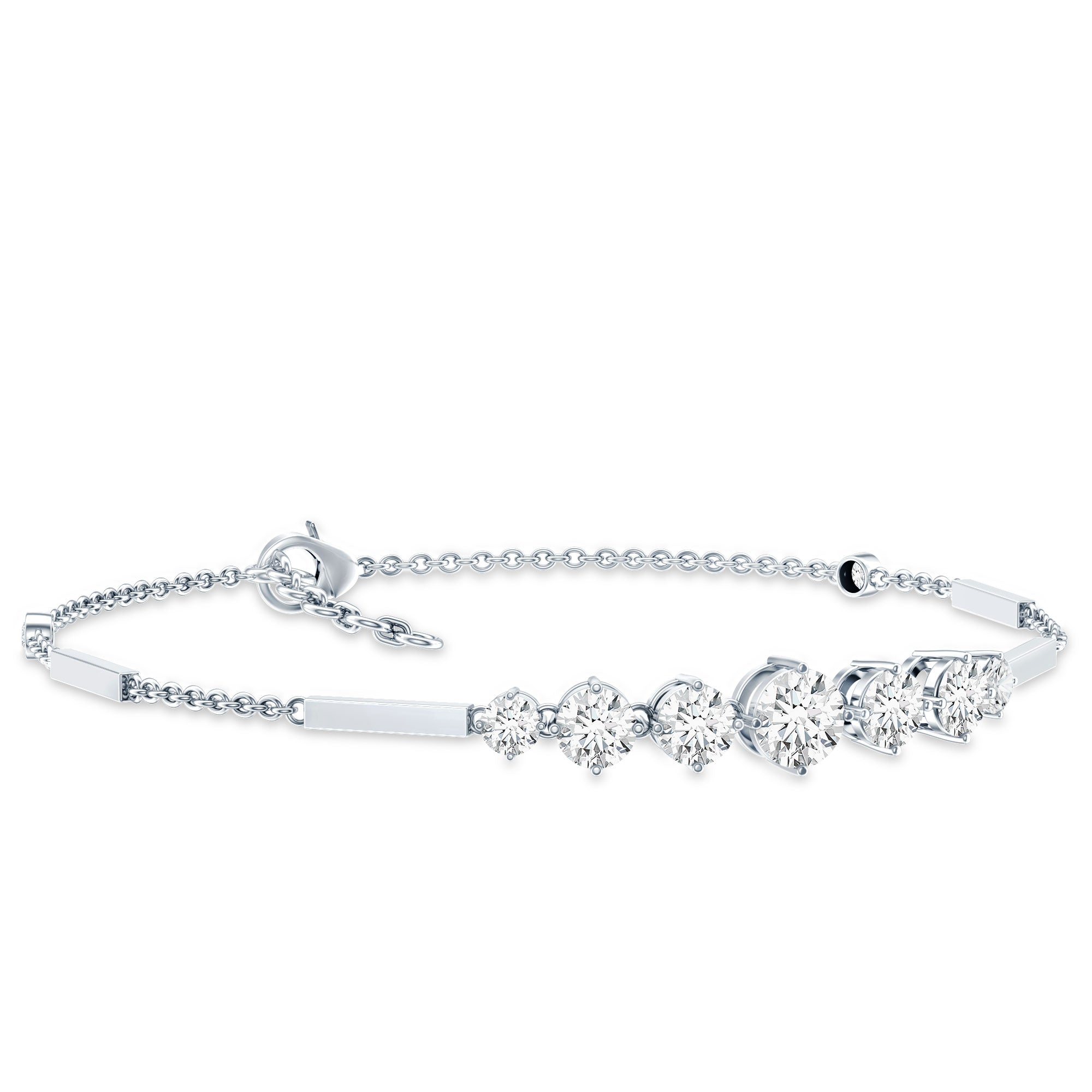 2 Carat Round Moissanite Link Chain Bracelet for Women