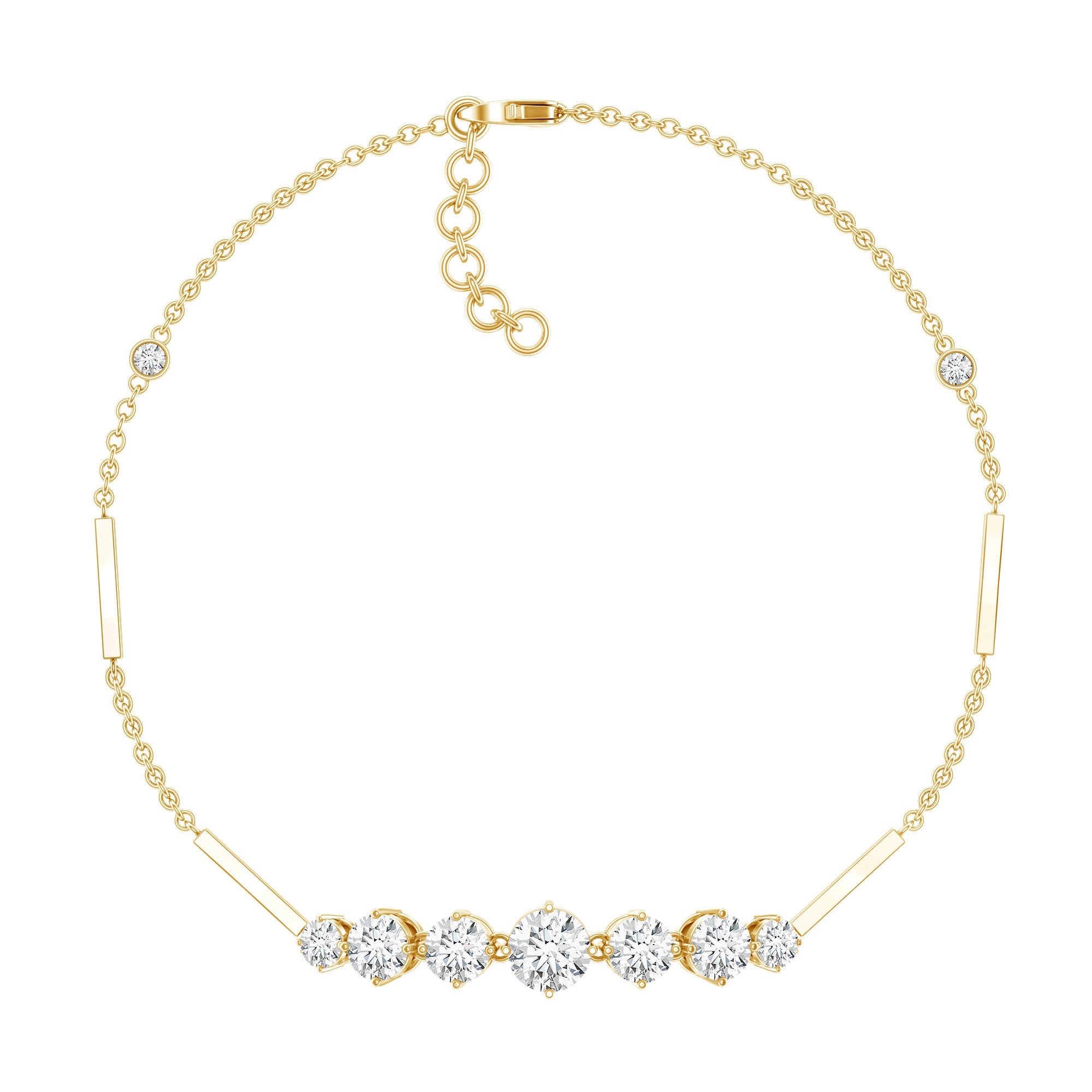 2 Carat Round Moissanite Link Chain Bracelet for Women