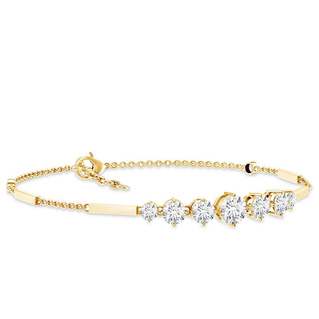 2 Carat Round Moissanite Link Chain Bracelet for Women