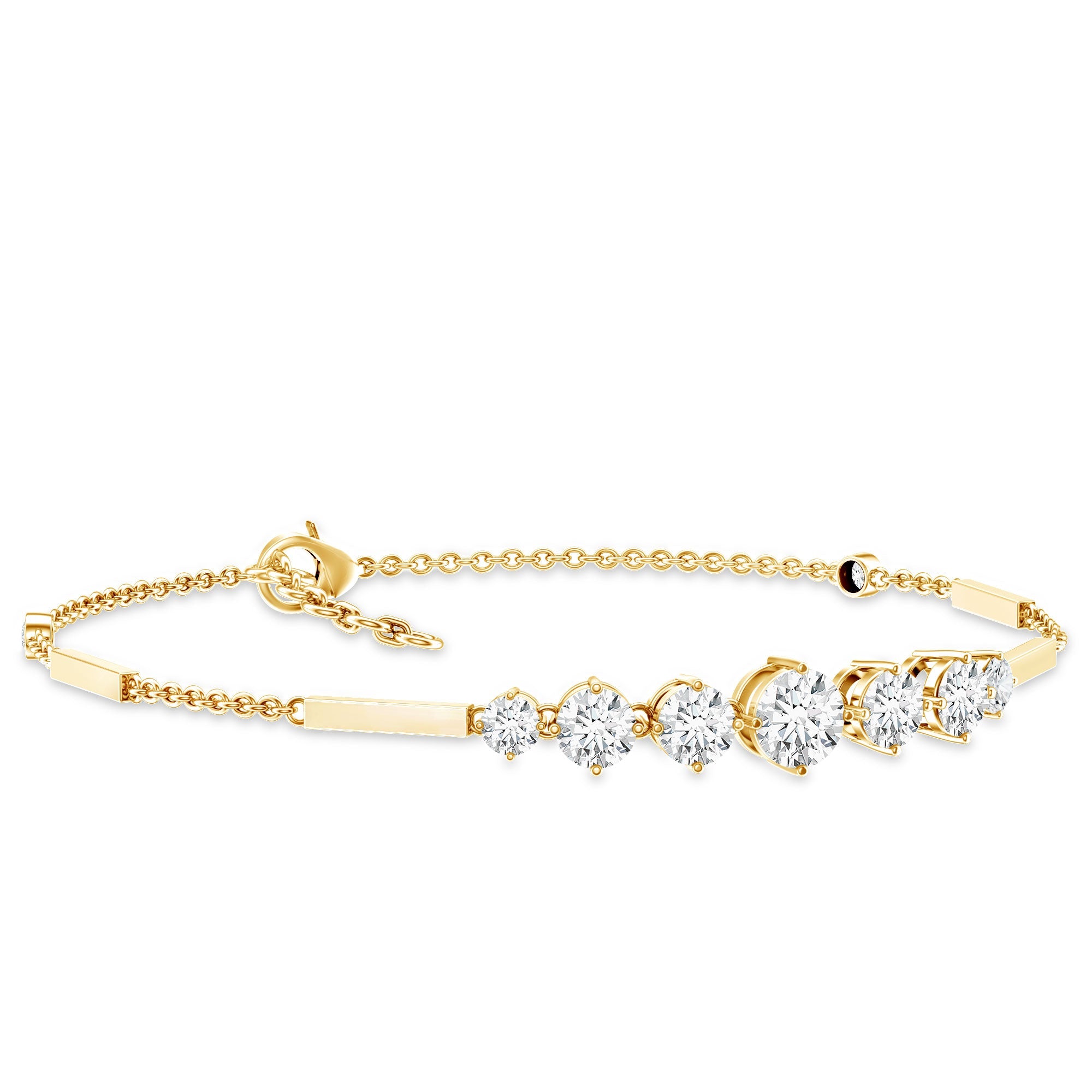 2 Carat Round Moissanite Link Chain Bracelet for Women