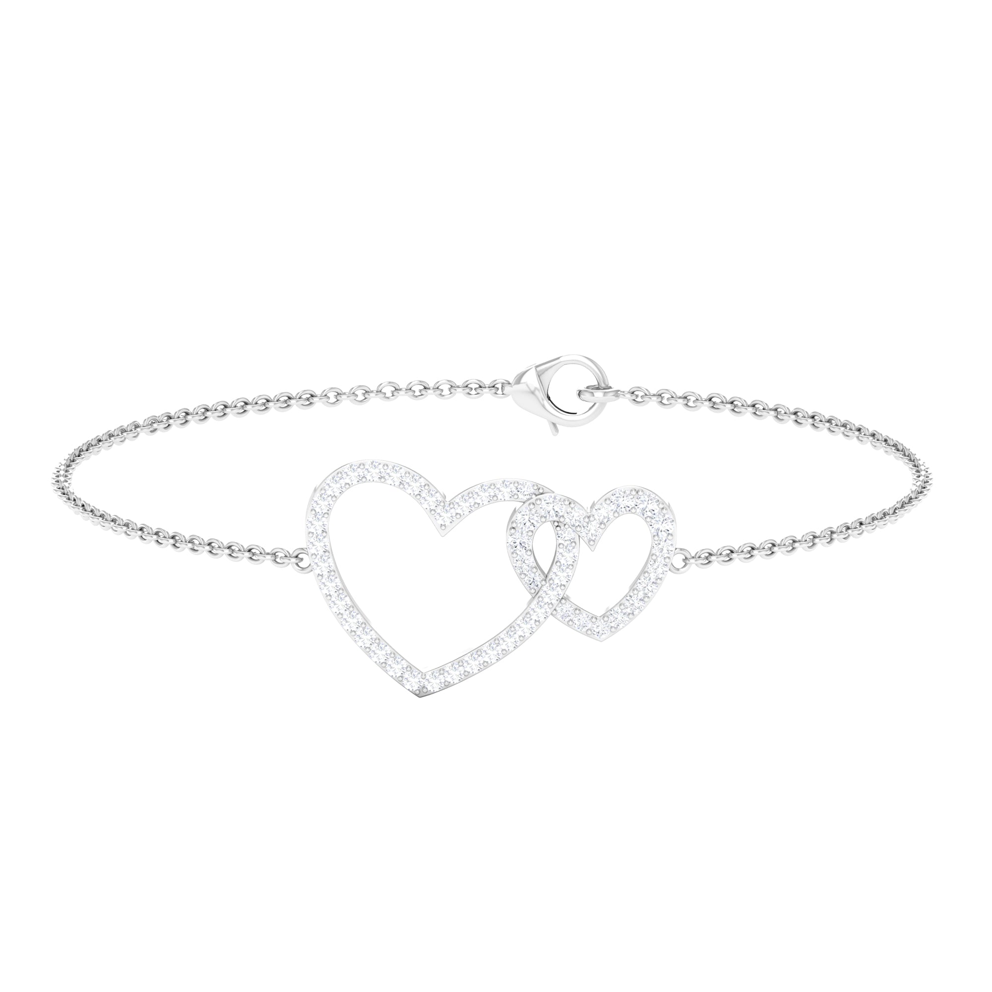 Natural Diamond Two Heart Bracelet for Women