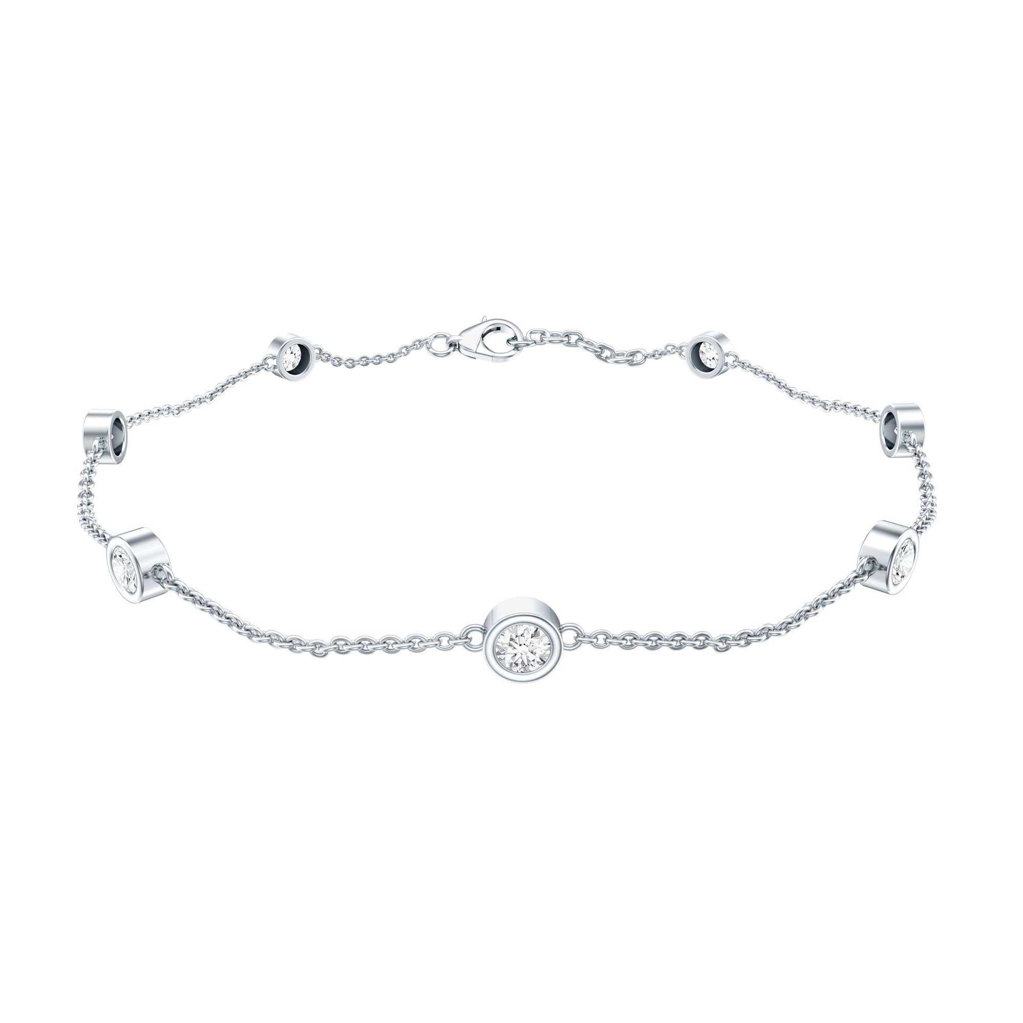 Cubic Zirconia Station Bracelet in Sterling Silver