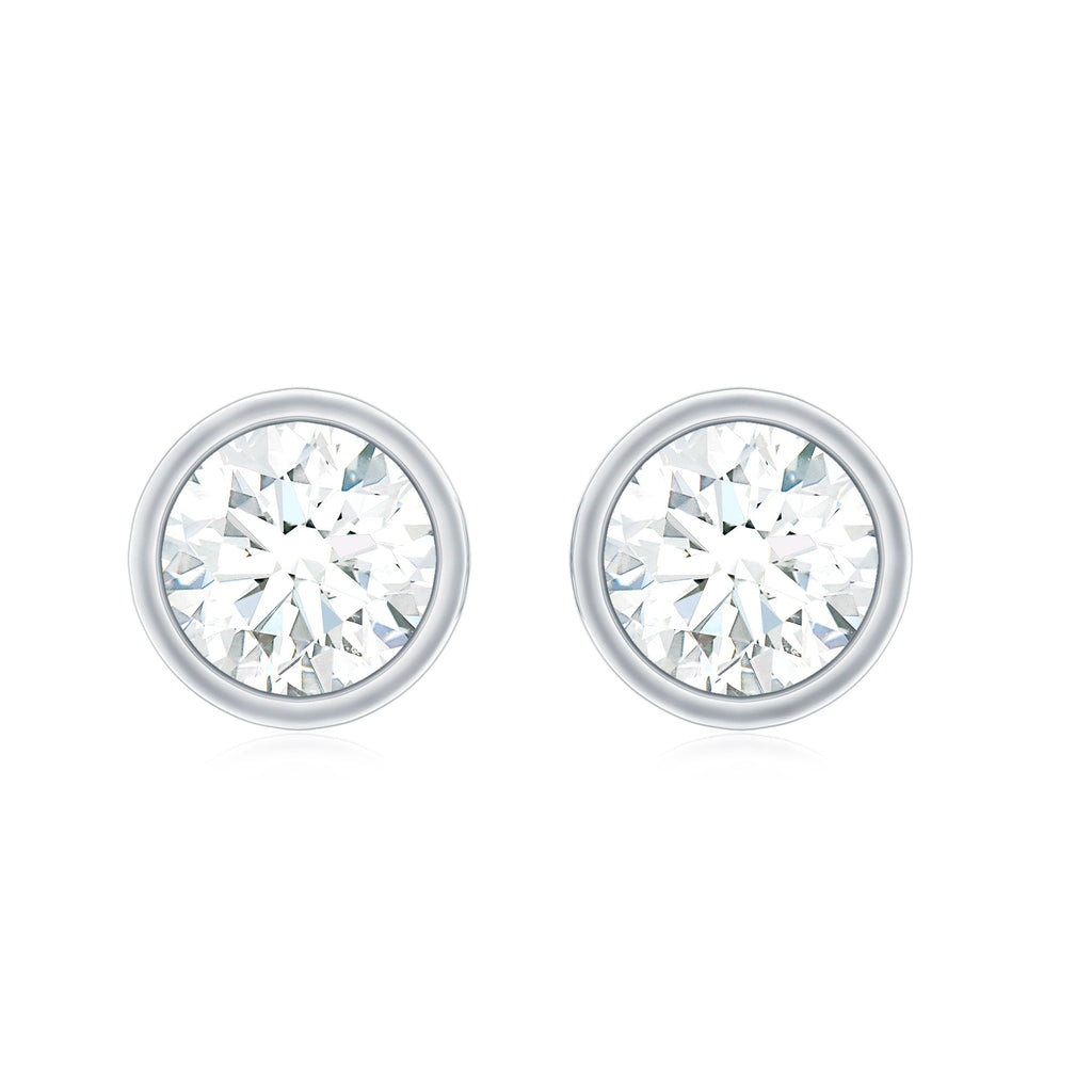 Minimal Bezel Set Diamond Everyday Earrings with Screw Back