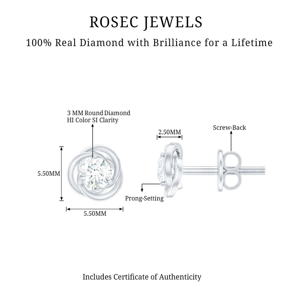 Real Diamond Swirl Stud Earrings for Women
