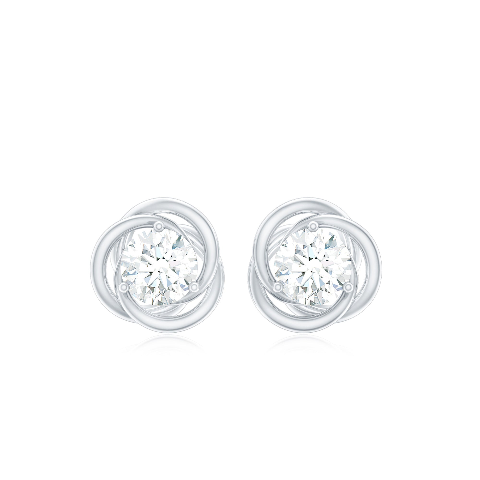 Real Diamond Swirl Stud Earrings for Women