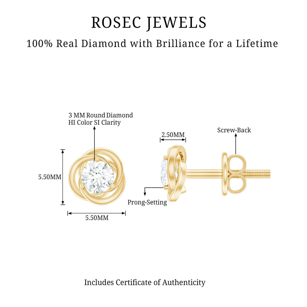 Real Diamond Swirl Stud Earrings for Women