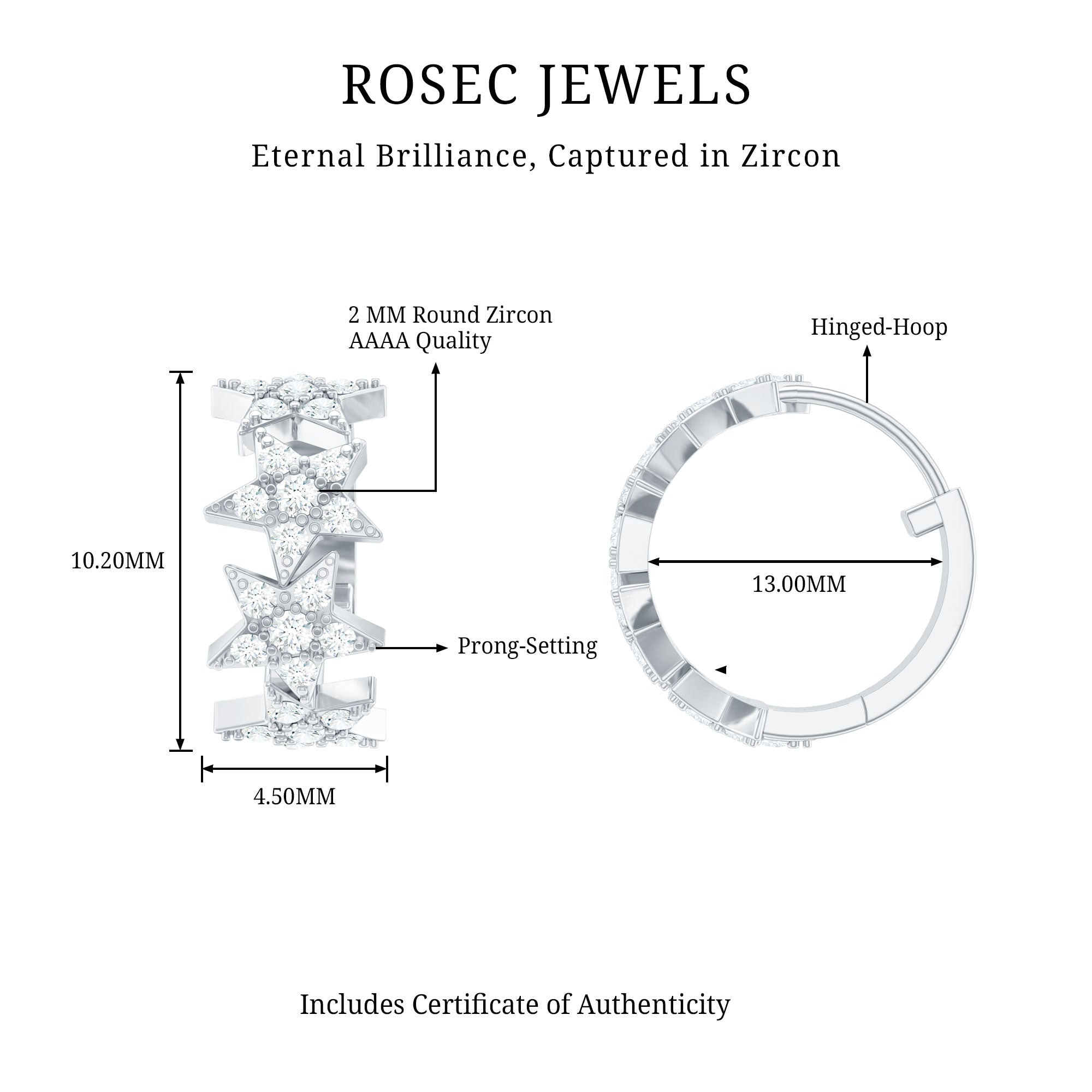 Zircon Star Celestial Hoop Earrings