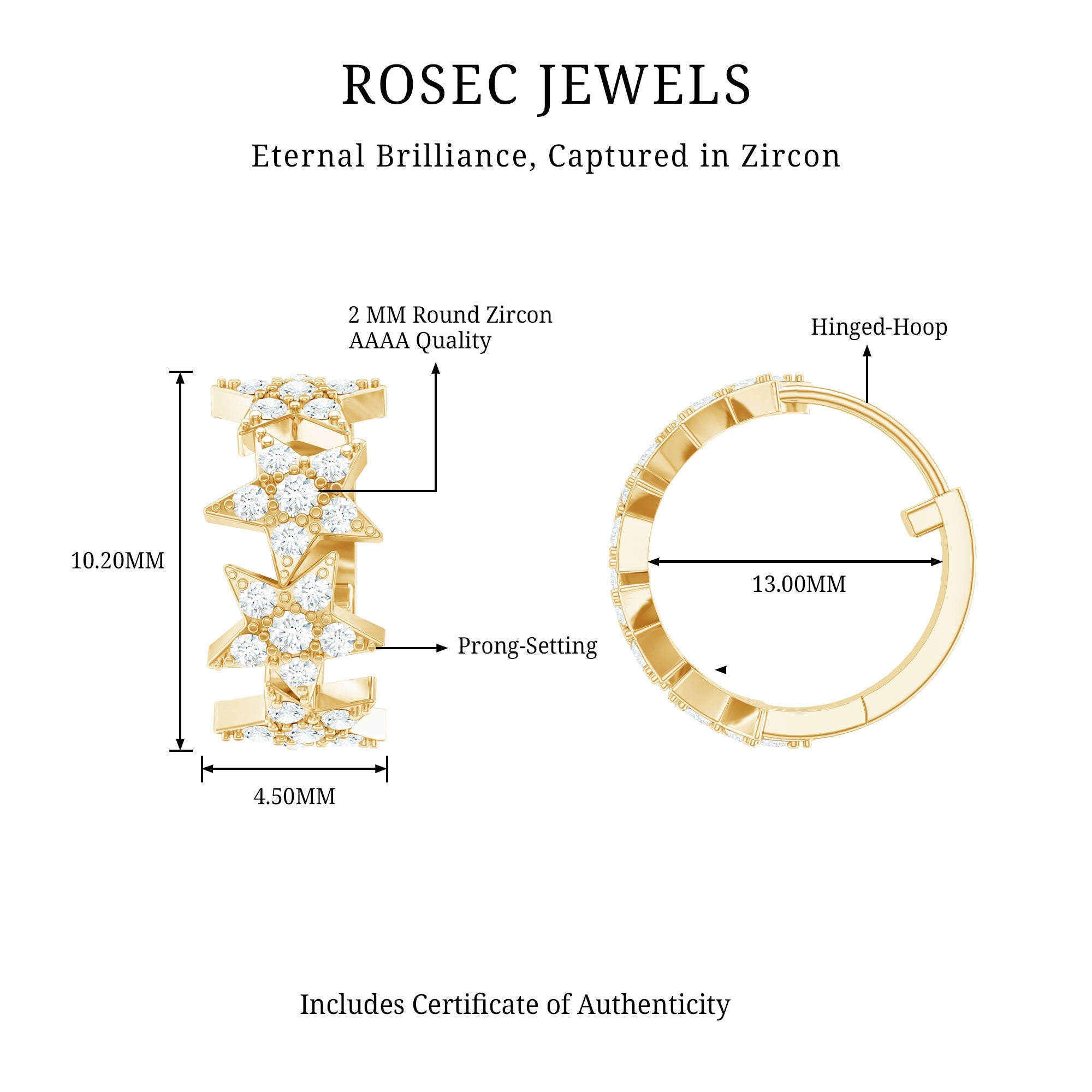 Zircon Star Celestial Hoop Earrings