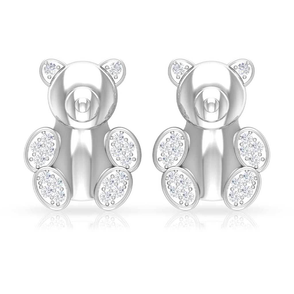 Teddy Bear Stud Earrings for Women with Diamonds