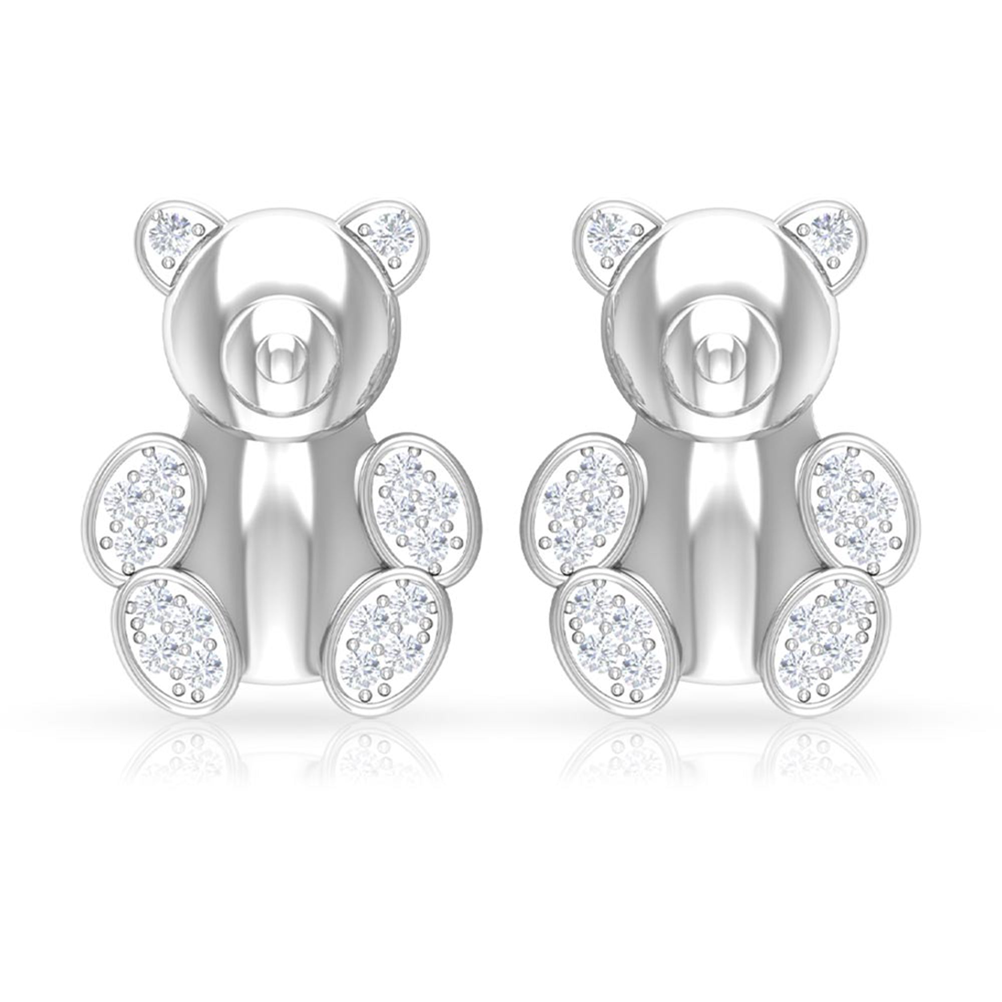 Teddy Bear Stud Earrings for Women with Diamonds
