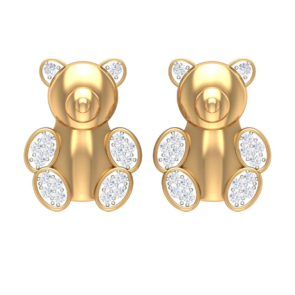 Teddy Bear Stud Earrings for Women with Diamonds