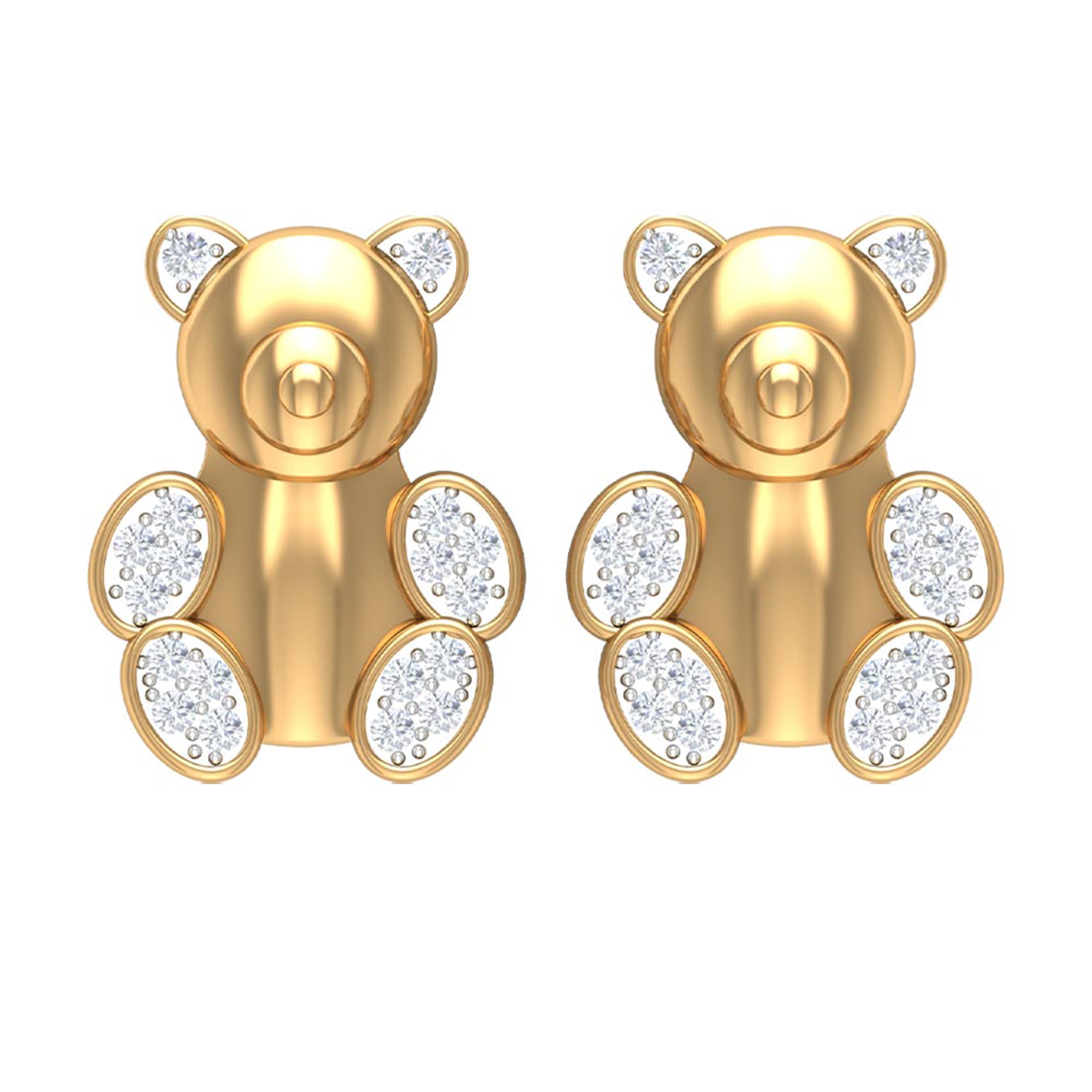 Teddy Bear Stud Earrings for Women with Diamonds