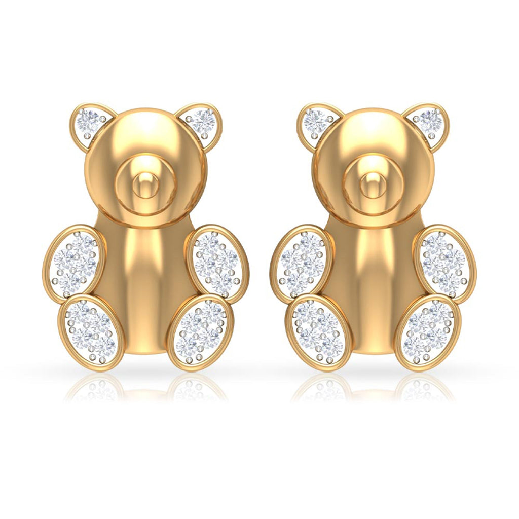 Teddy Bear Stud Earrings for Women with Diamonds