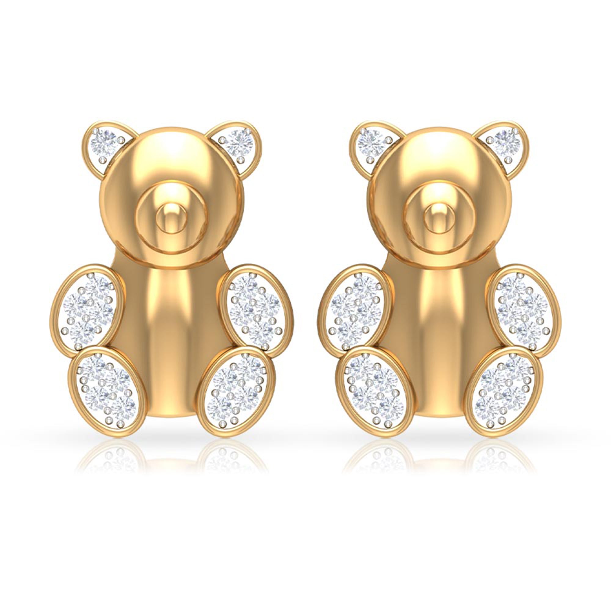 Teddy Bear Stud Earrings for Women with Diamonds