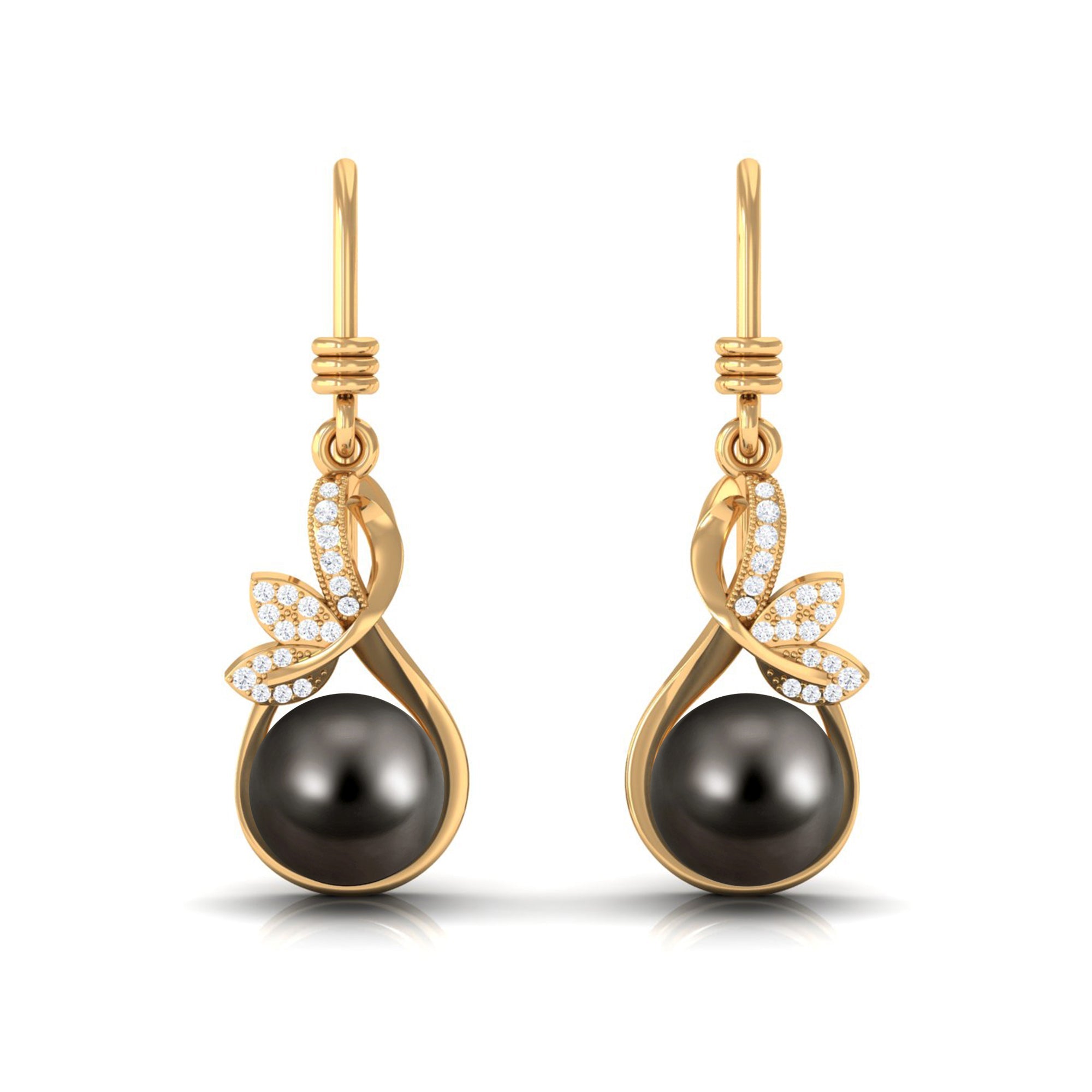 Designer 16 Carat Tahitian Pearl Drop Earrings with Diamond