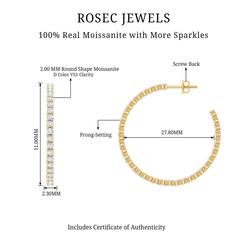 Certified Moissanite Big Hoop Earrings for Women
