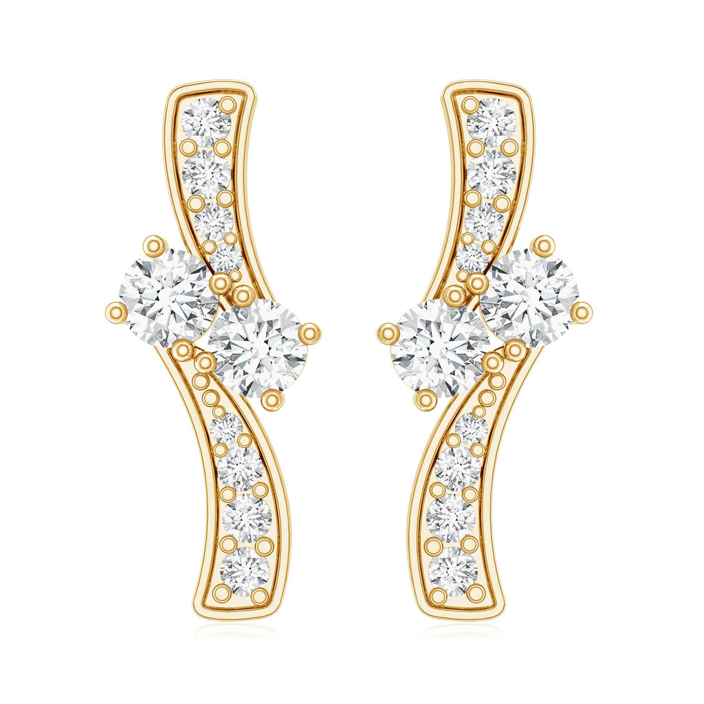 Lab Grown Diamond Two Stone Stud Earrings With Screw Back