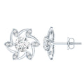 Certified Lab Grown Diamond Flower Stud Earrings With Screw Back