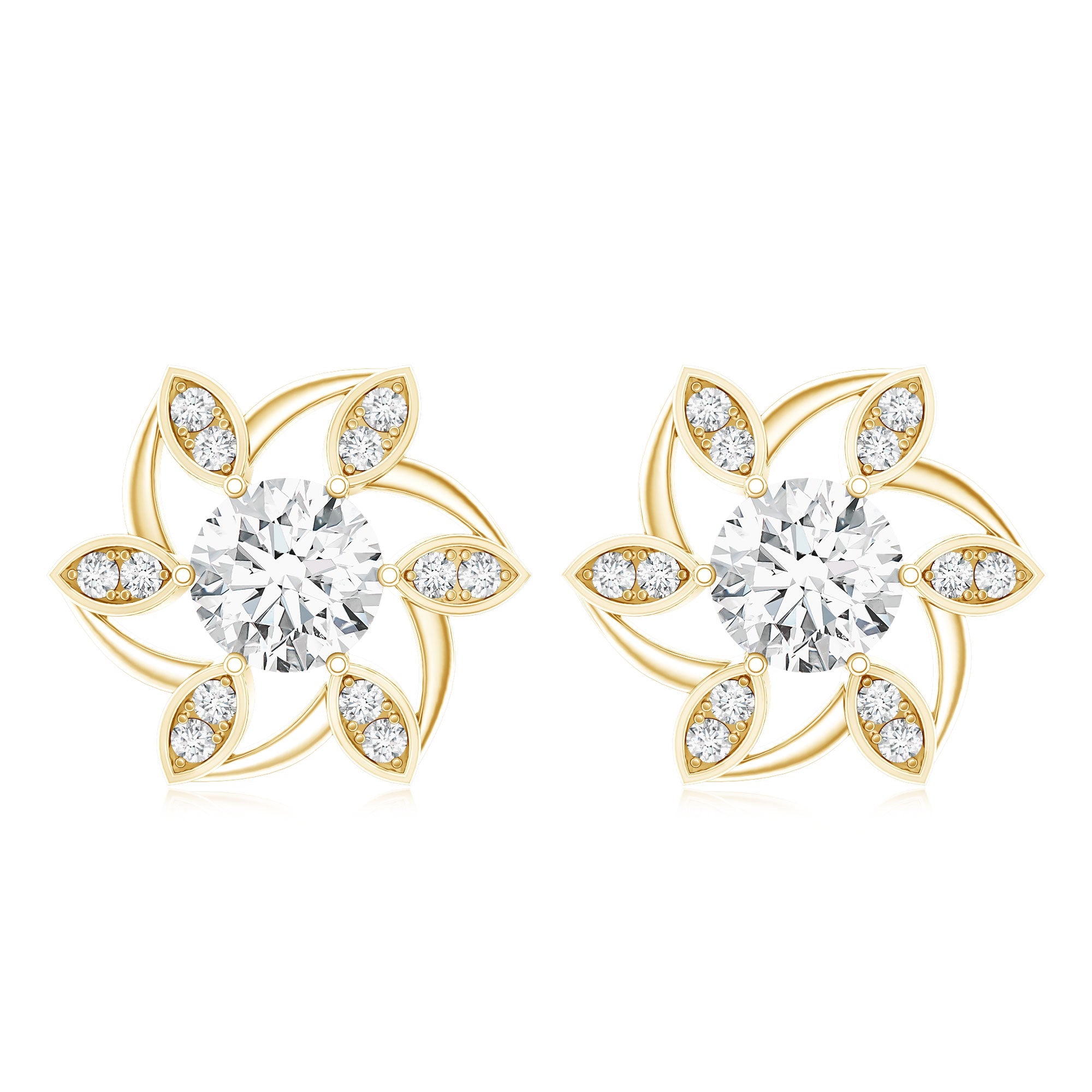 Certified Lab Grown Diamond Flower Stud Earrings With Screw Back