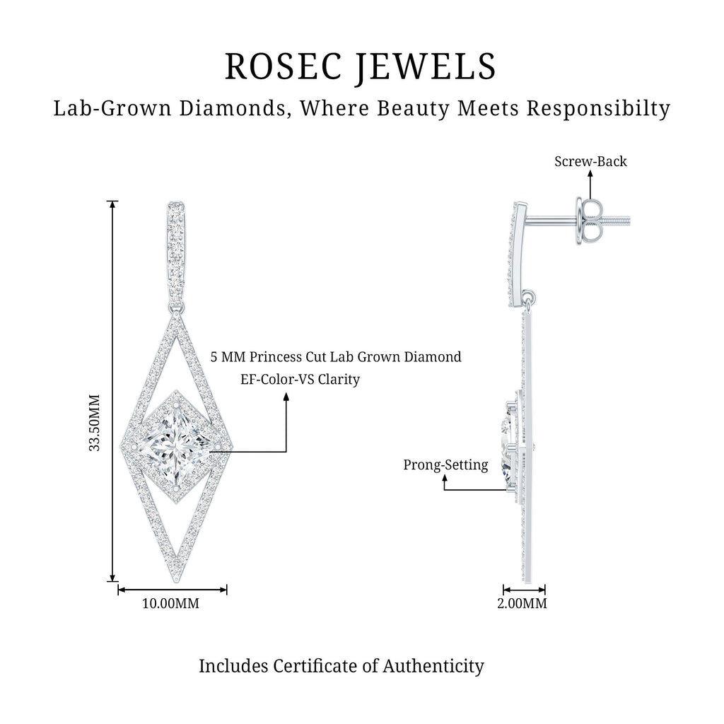 Certified Lab Grown Wedding Dangle Earrings