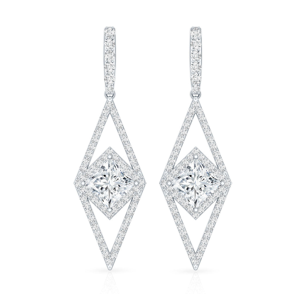 Certified Lab Grown Wedding Dangle Earrings