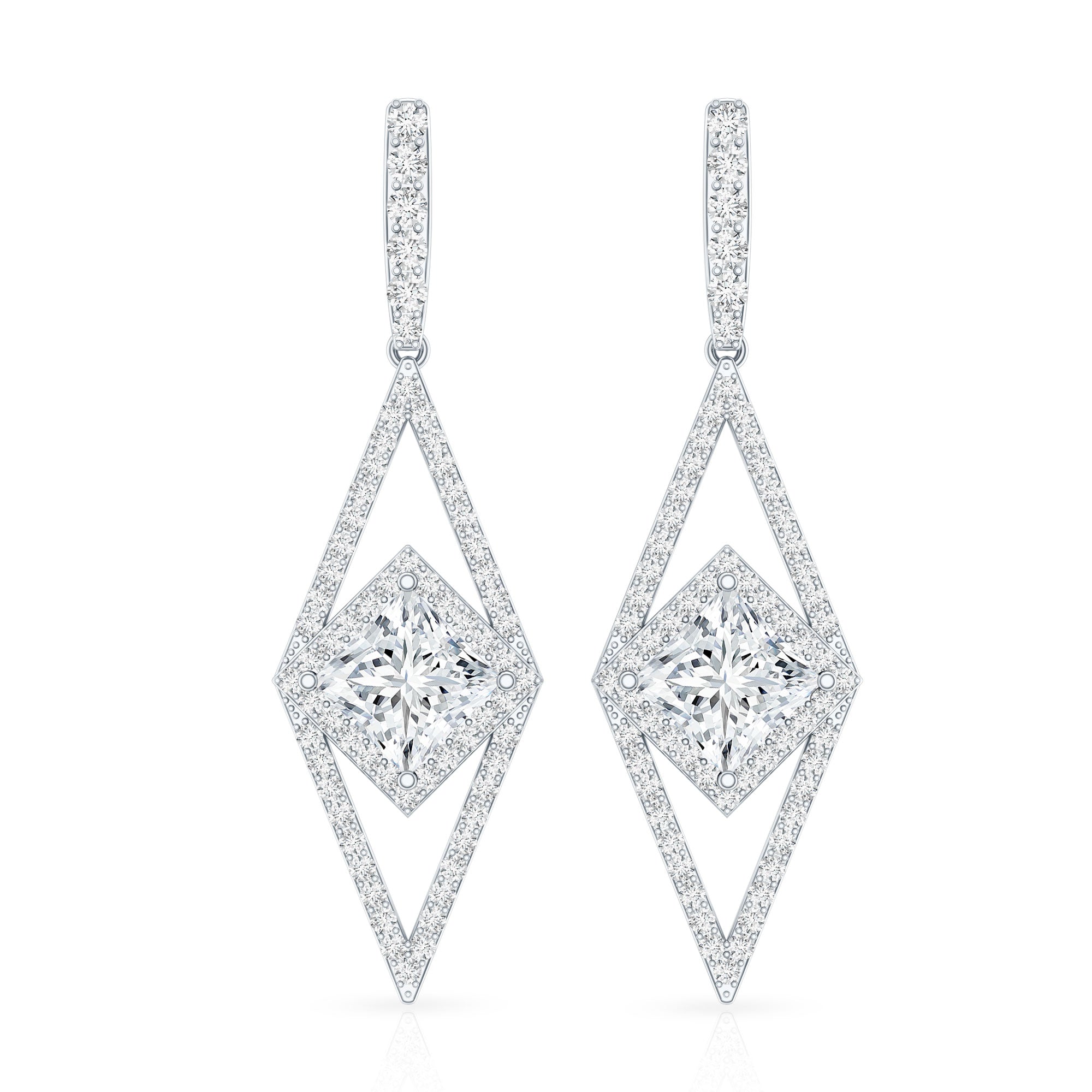 Certified Lab Grown Wedding Dangle Earrings
