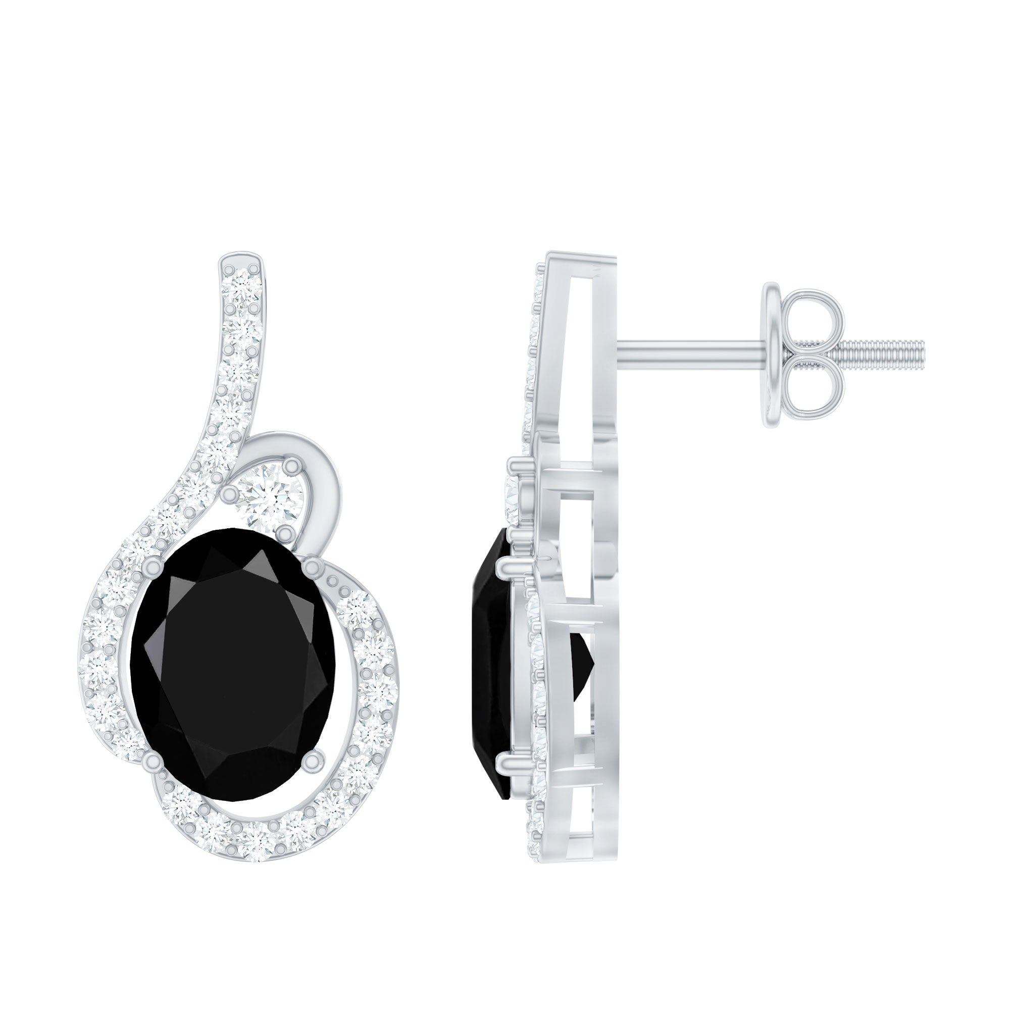 Classic Lab Grown Black Diamond Designer Stud Earrings