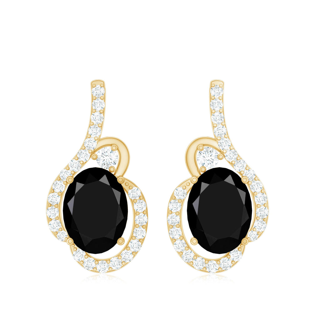 Classic Lab Grown Black Diamond Designer Stud Earrings