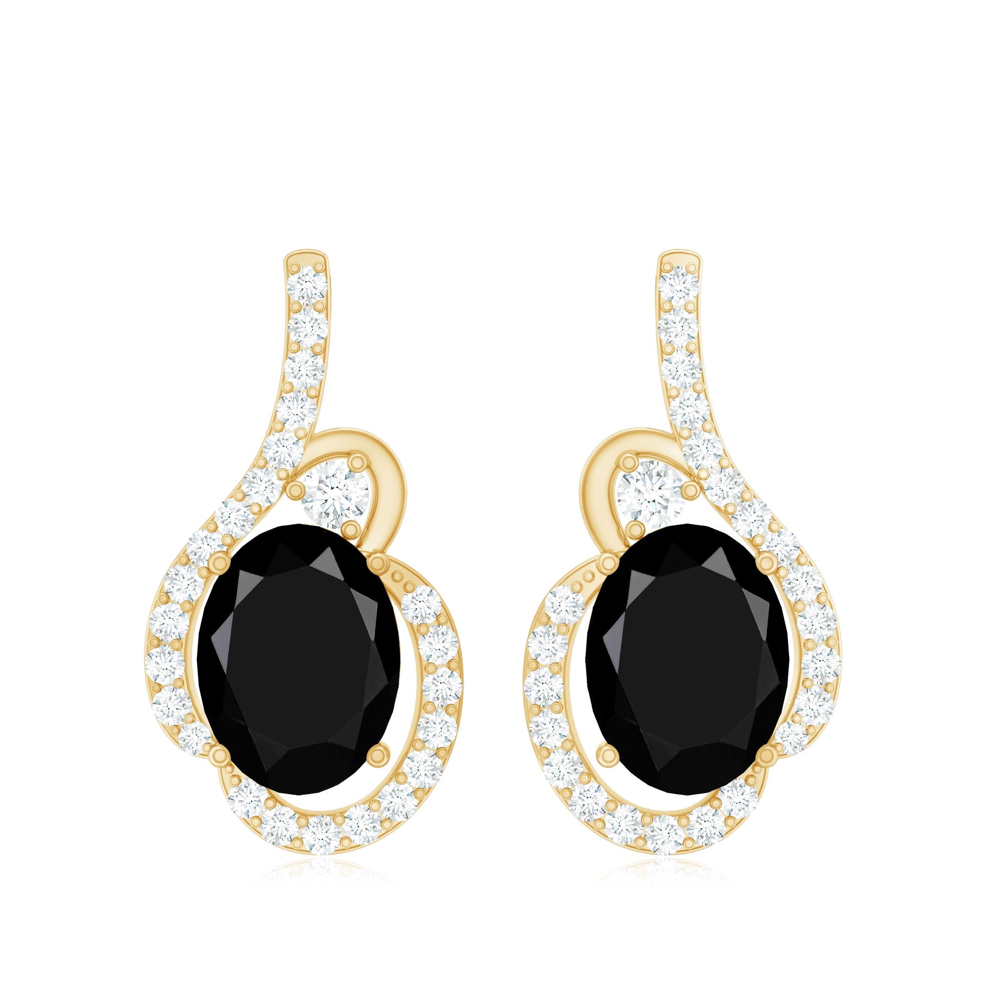 Classic Lab Grown Black Diamond Designer Stud Earrings